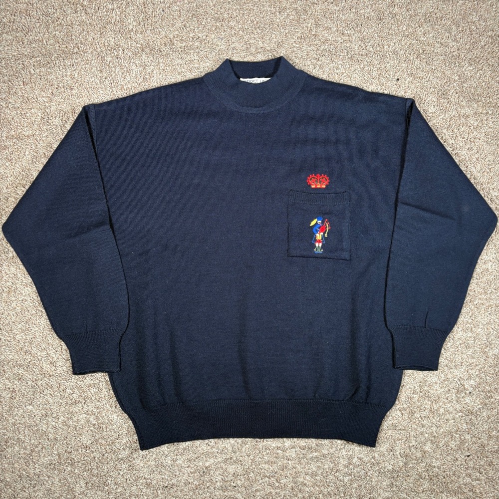 Vintage‎ Wool Sweater Mens Medium First Line Grandpa Bagpipe Made in Belgium